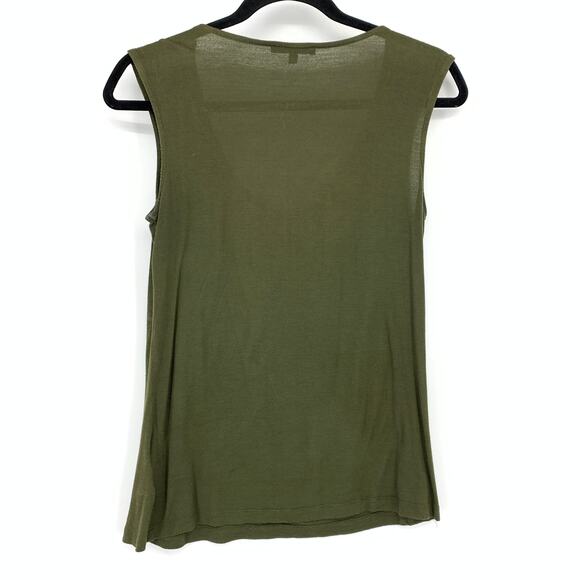 AK Anne Klein Scoop Neck Sleeveless Tank Top Womens Size M Green Beaded - Picture 2 of 6